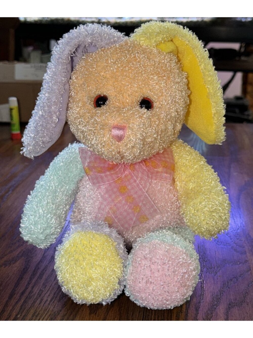 Vintage Golden Bear Co. Rainbow Pastel Colorblock Bunny Rabbit Plush 14”
